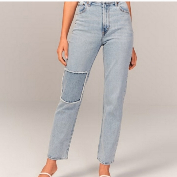Abercrombie & Fitch Denim - Abercrombie & fitch ankle straight ultra high rise jeans knee patch 29/8